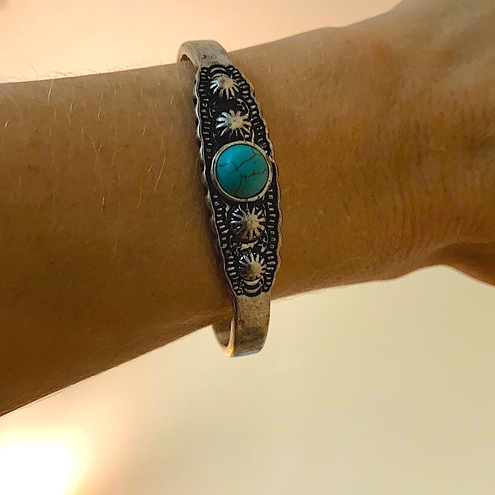 silver and turquoise stone bracelet